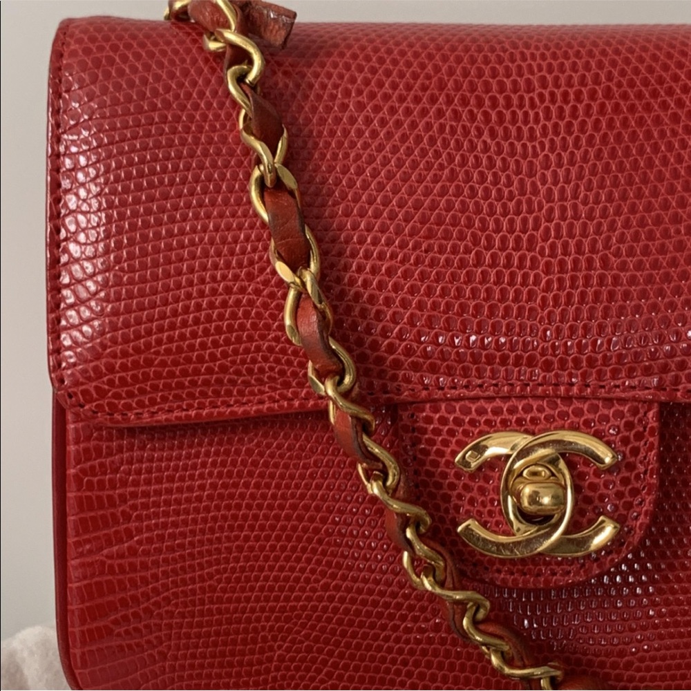 RARE Chanel Red Lizard square mini collectible - Picture 15 of 16